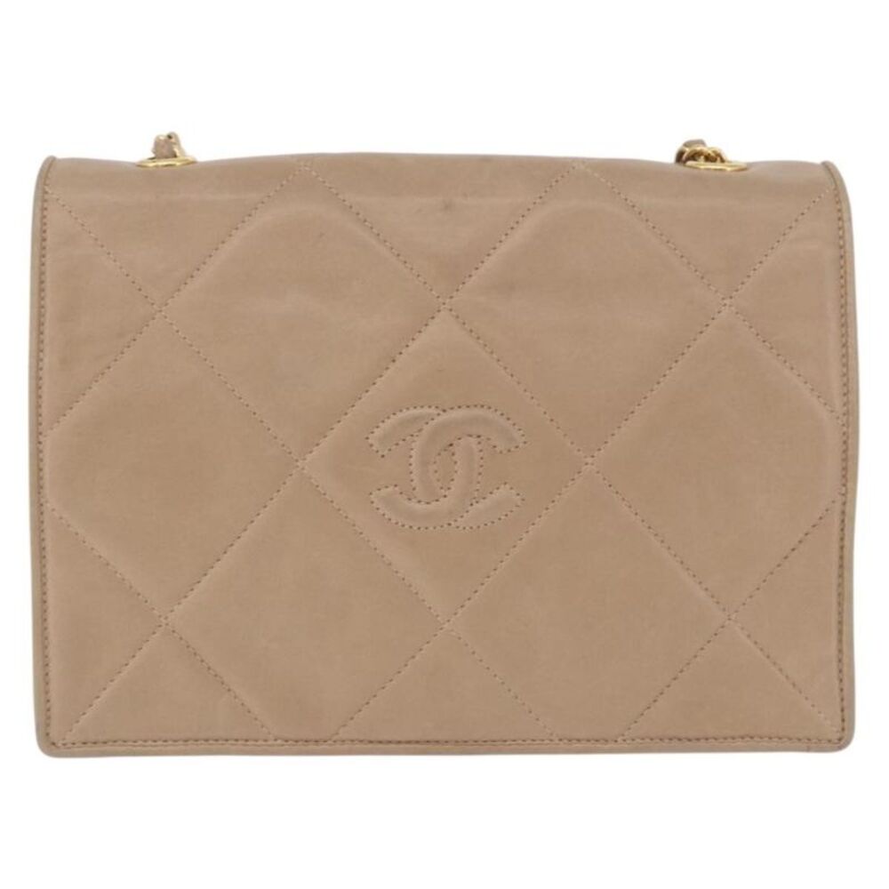 Chanel Flap Chain Leather Beige Leather Shoulder Bag Bag